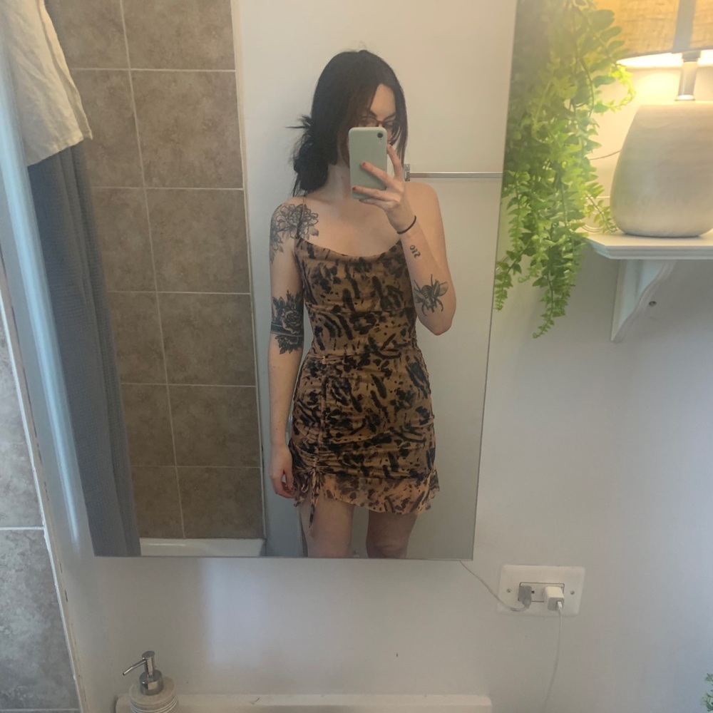 Tall Tie Dye Cowl Neck Ruched Side Bodycon Dress